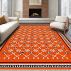 Vibrant Orange Lattice Floral Accents Rug
