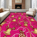 Ornate Red Gold Bell Garland Rug