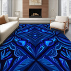 Deep Sapphire Geometric Crystal Blossom Rug