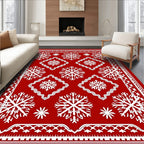 Crimson Red Snowflake Medallion Rug