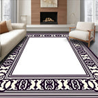 Classic Cream Dark Purple Border Rug