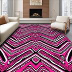 Fuchsia Black White Zigzag Stripe Rug