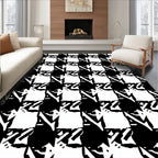 Black White Houndstooth Checkered Squares Rug