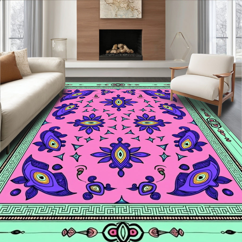 Pink Purple Abstract Eye Floral Rug