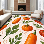 Harvest Orange Red Squash Leaves Rug