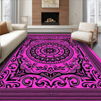 Hot Pink Symmetrical Mandala Flourish Rug