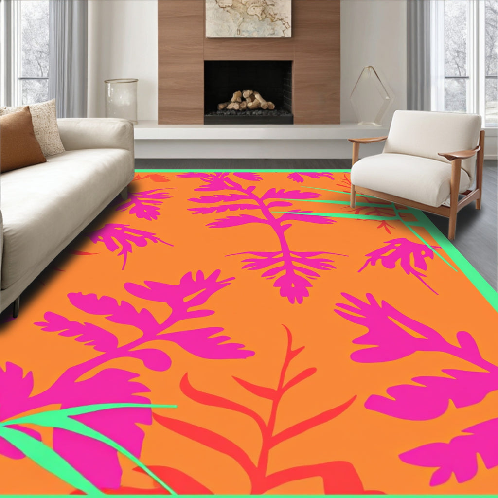 Vibrant Tropical Foliage Flora Rug