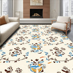 Cream Blue Orange Abstract Swirls Rug