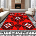 Bold Red Geometric Star Medallion Rug