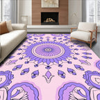 Purple Petal Mandala With Leaves Rug