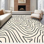 Abstract Black Organic Swirl Rug