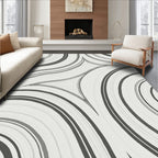 Monochromatic Swirling Lines Abstraction Rug