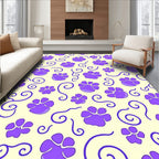 Purple Paw Prints Swirls Cream Background Rug