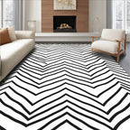 Muted Black Hand Drawn Chevron Stripes Rug