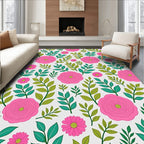 Whimsical Pink Blossom Leaf Medley Rug