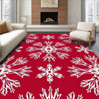 Crimson White Snowflake Medallion Arrangement Rug