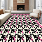 Bold Black Pink Abstract Chairs Rug