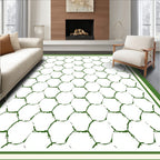 Green Textured Hexagon Grid Rug