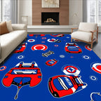 Red Blue Bold Graphics Collage Rug