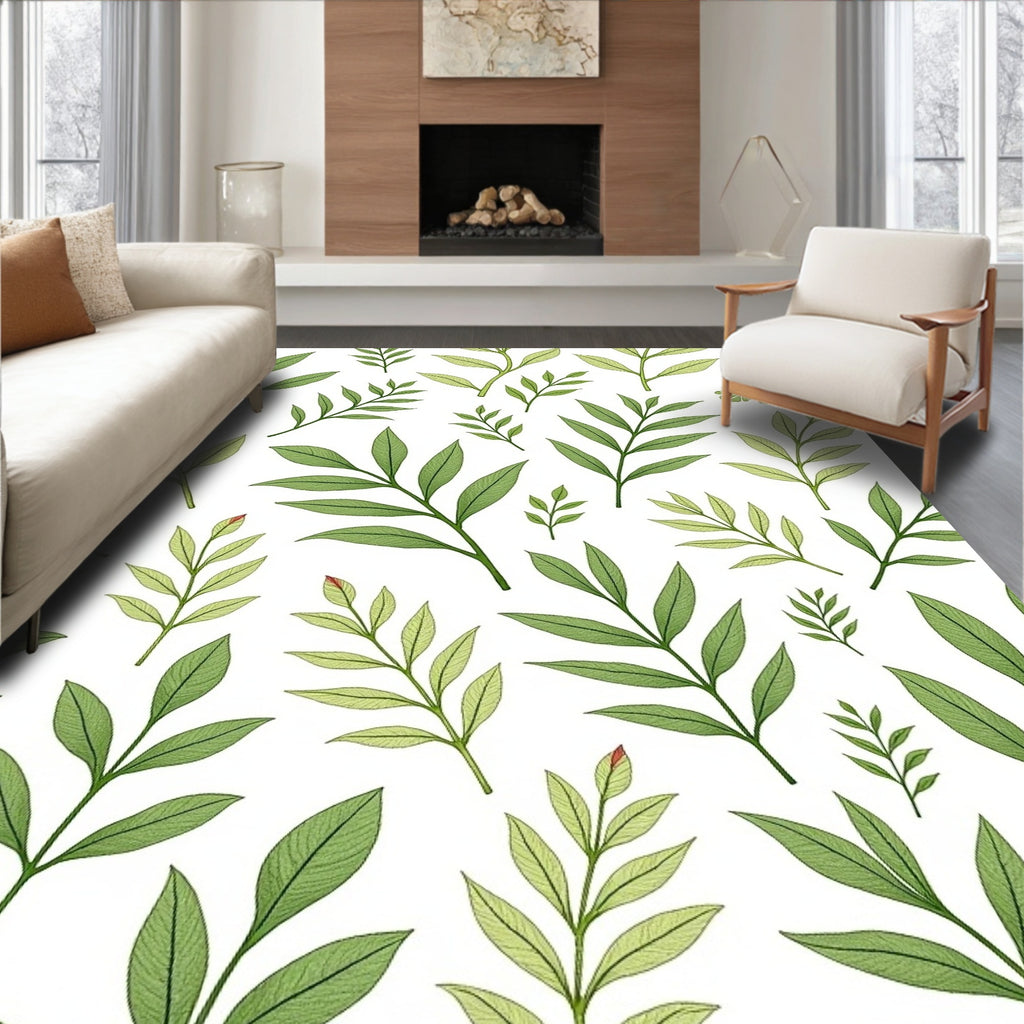 Verdant Green Leafy Branches Rug