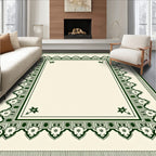 Deep Green Ornate Bordered Medallion Rug