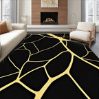 Gold Vein Black Organic Network Rug