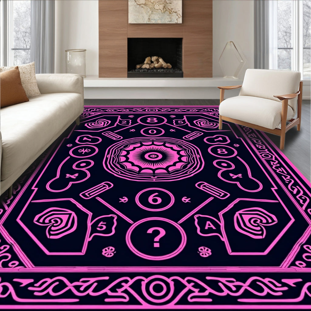 Hot Pink Geometric Mandalas Symbols Rug