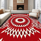 Crimson radial starburst abstract Rug