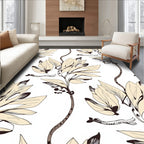 Cream Leafy Branch Art Rug