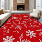 Crimson Fern and Berry Sprig Arrangement Rug