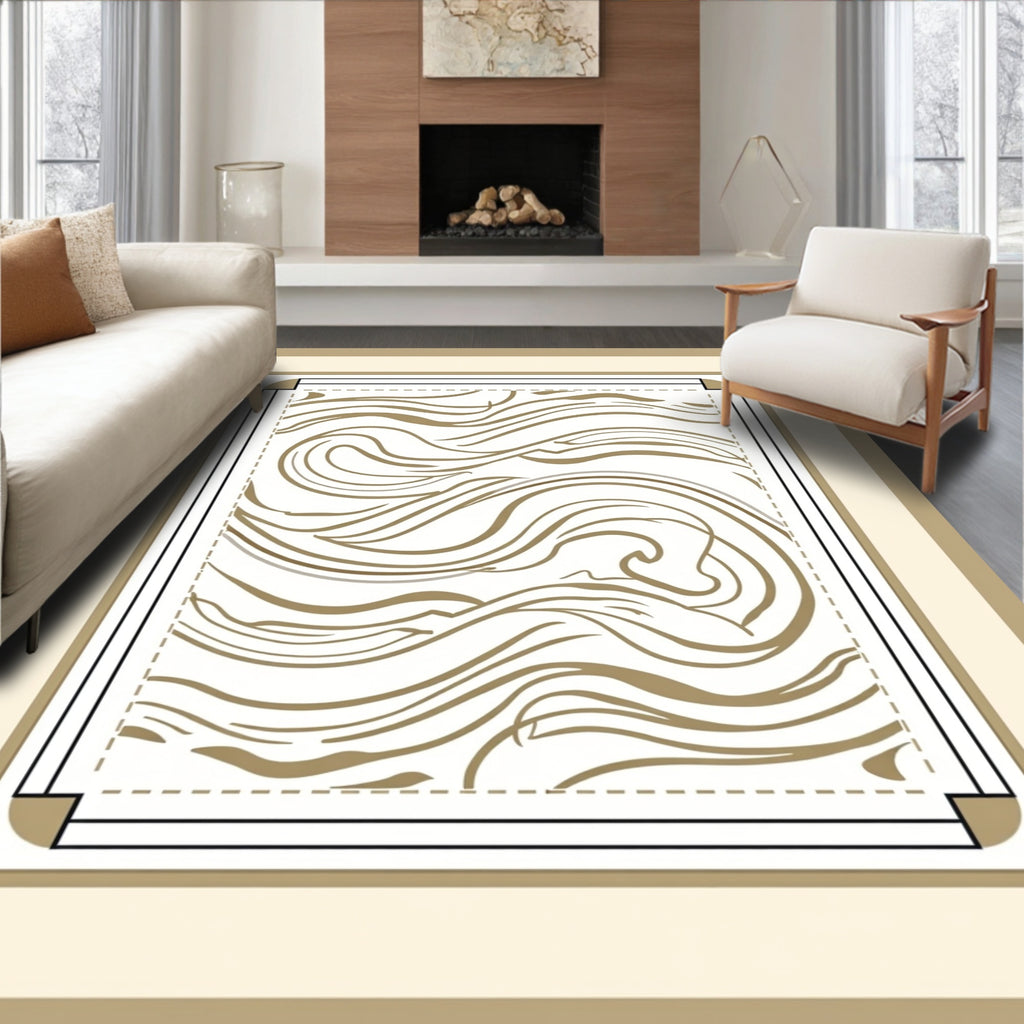Golden Swirl Abstract Organic Rug