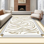 Golden Swirl Abstract Organic Rug