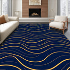 Navy Golden Wavy Lines Rug