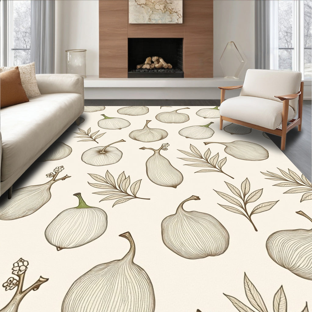 Botanical Outline Almond Cream Rug
