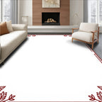 Rustic Red Floral Corner Border Rug