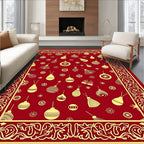 Crimson Gold Ornament Scatter Border Rug