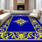 Bold Royal Blue Golden Floral Rug