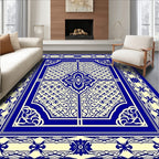 Classic Blue Cream Intricate Medallion Rug