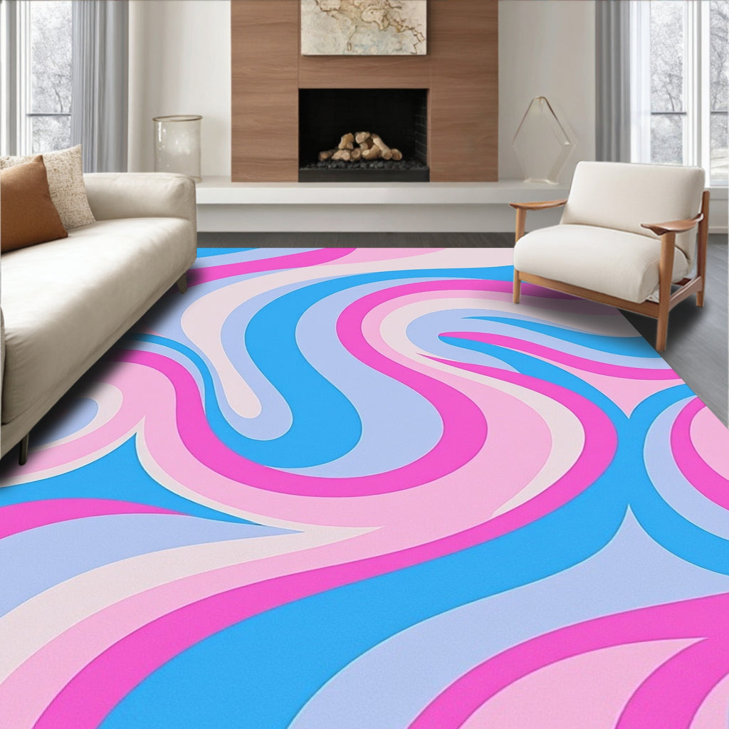 Pastel Swirl Abstract Wave Rug