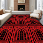 Gothic Red Arched Window Repeat Rug