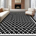 Black White Chain Link Graphic Rug