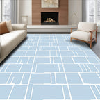 Soft Blue Geometric Brick Layout Rug