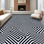 Bold Monochrome Linear Illusion Rug