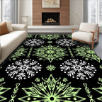 Pale Green White Floral Medallion Rug