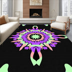 Pastel Mandala Starburst Black Rug