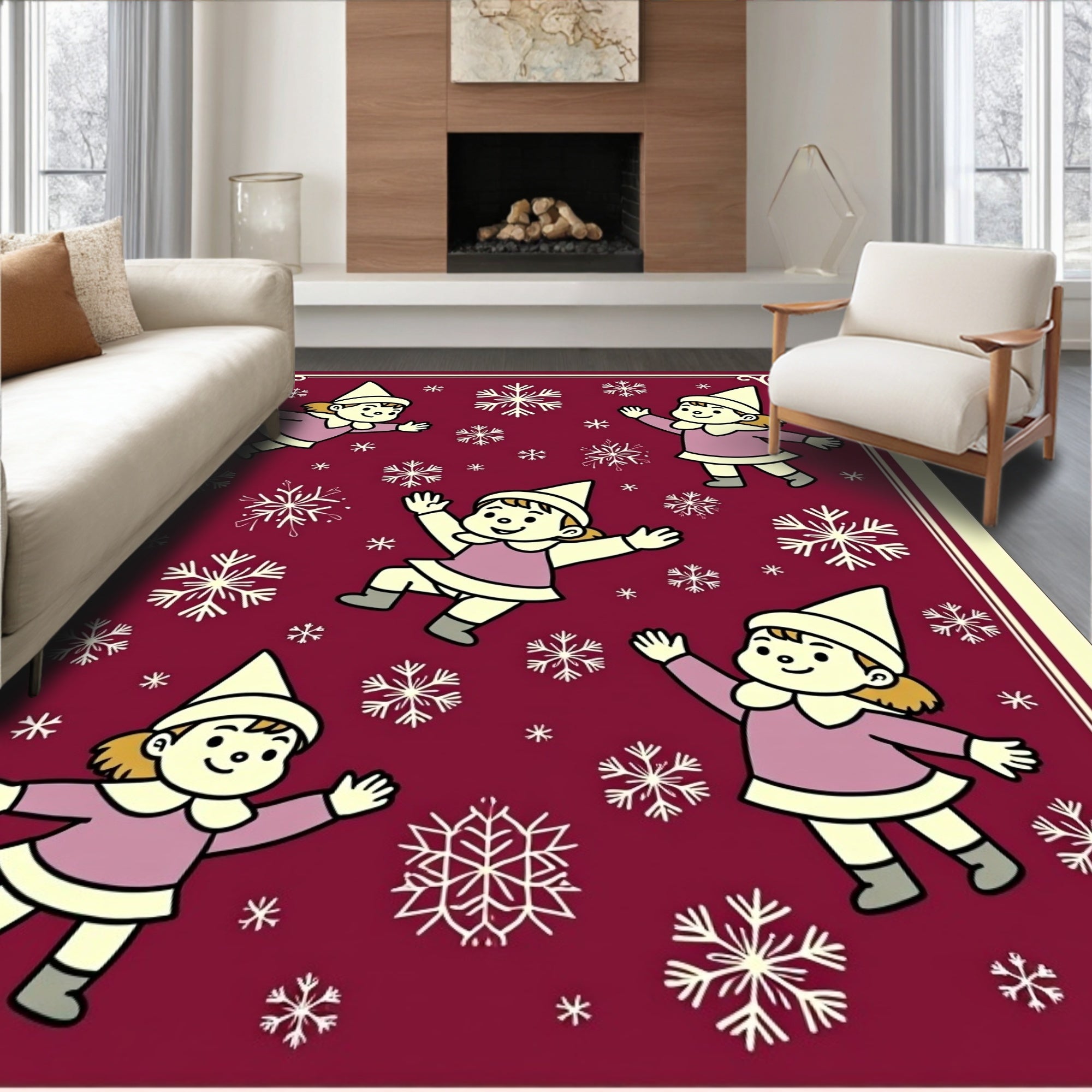 Winter Wonderland Children Snowflakes Rug