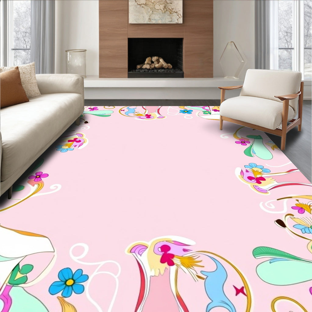 Whimsical Pastel Floral Swirls Rug