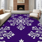 Deep Purple White Snowflake Arrangement Rug