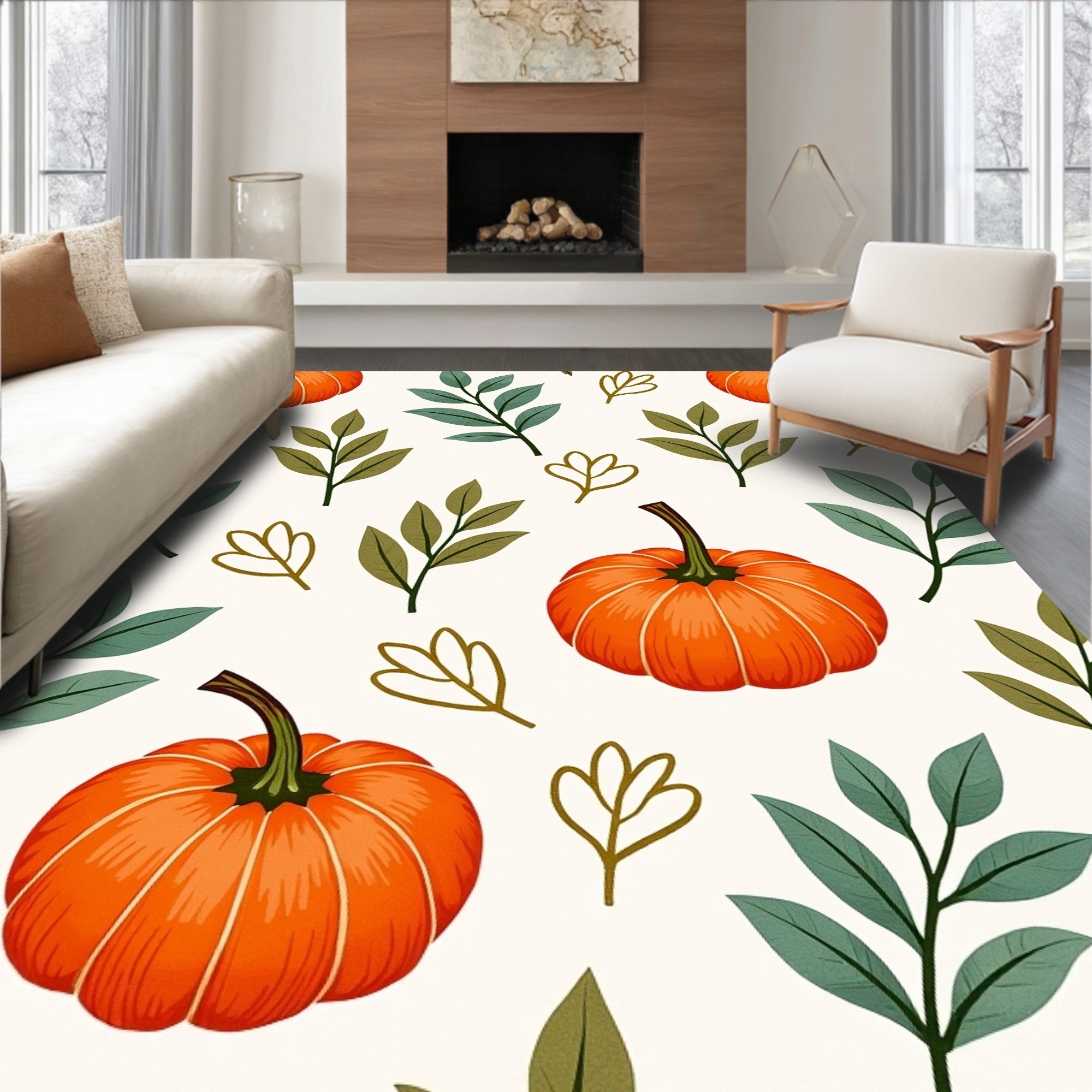 Autumn Pumpkin Vine Foliage Rug