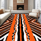 Bold Orange Black White Zebra Stripes Rug